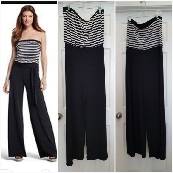 white house black market strapless jumpsuit